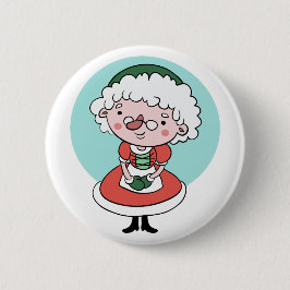 Badge Rond 5 Cm Bouton de Noël Mme Claus