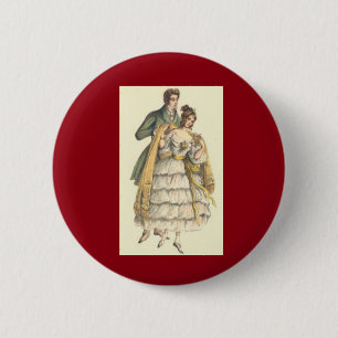 Badge Rond 5 Cm Bouton de Noël Vintage de la Dame victorienne