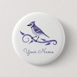 Badge Rond 5 Cm Bouton de nom de geai bleu