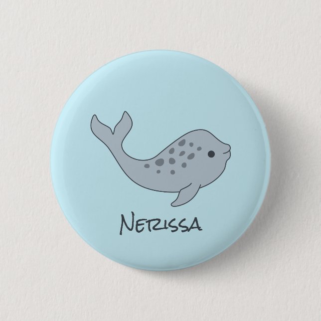 Badge Rond 5 Cm Bouton de nom de l'Narwhal sans broche (Devant)