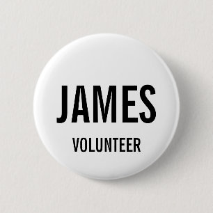 Badge Rond 5 Cm Bouton de nom volontaire blanc moderne