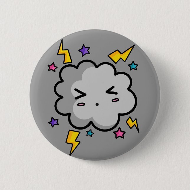 Badge Rond 5 Cm Bouton de nuage (Devant)