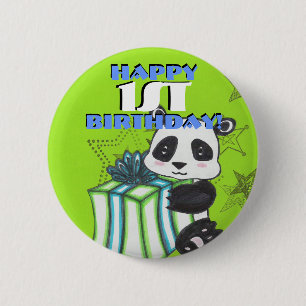 Badge Rond 5 Cm Bouton de panda d'anniversaire