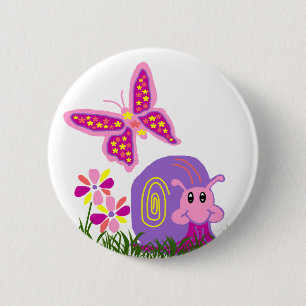 Badge Rond 5 Cm Bouton de papillon de l'escargot n