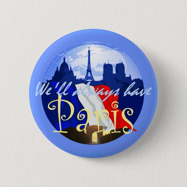 Badge Rond 5 Cm Bouton de PARIS France (Devant)