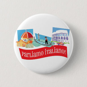 Badge Rond 5 Cm Bouton de Parliamo Italiano