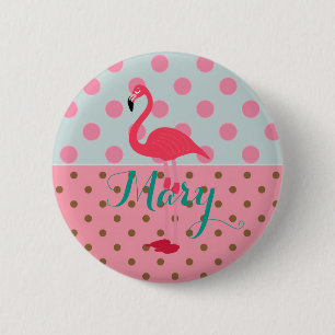 Badge Rond 5 Cm Bouton de partie de Flamant rose pour la