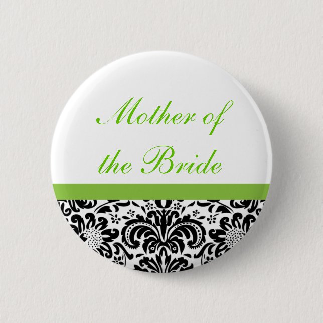 Badge Rond 5 Cm Bouton de partie de mariage damassé (Devant)