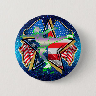 Badge Rond 5 Cm Bouton de patinage artistique USA