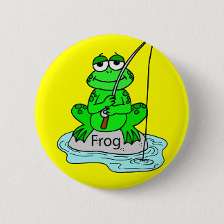 BADGE ROND 5 CM BOUTON DE PÊCHE DE GRENOUILLE