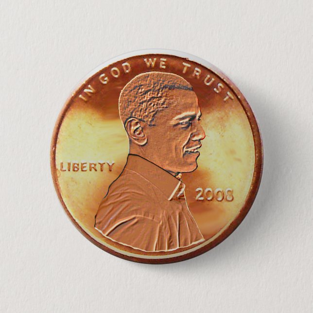 Badge Rond 5 Cm Bouton de penny d'Obama (Devant)