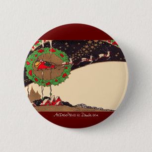 Badge Rond 5 Cm Bouton de Père Noël de Noël d'art déco
