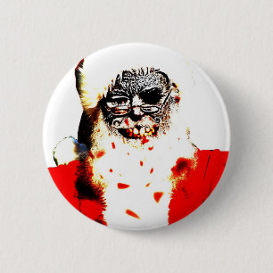 Badge Rond 5 Cm Bouton de Père Noël de zombi