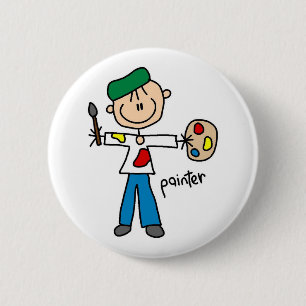 Badge Rond 5 Cm Bouton de personnage bâton de peintre
