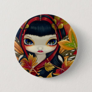 Badge Rond 5 Cm Bouton de "peu de feuille d'automne"