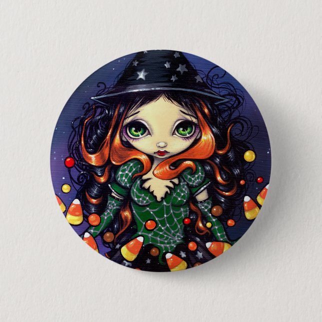 Badge Rond 5 Cm Bouton de "peu de sorcière de sucrerie" (Devant)