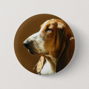 Badge Rond 5 Cm Bouton de photo de Basset Hound