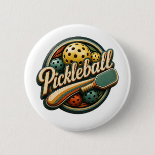 Badge Rond 5 Cm Bouton de pickleball rétro, cadeau vintage