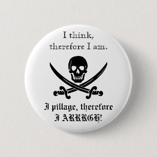 Badge Rond 5 Cm Bouton de pirate ; Je pense, donc j'ai 3 ans