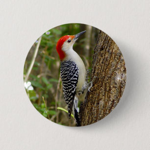 Badge Rond 5 Cm Bouton de pivert gonflé par rouge