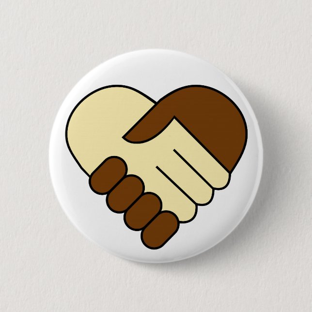 Badge Rond 5 Cm Bouton "de poignée de main de coeur" (Devant)