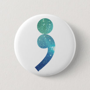 Badge Rond 5 Cm Bouton de point-virgule
