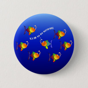 Badge Rond 5 Cm Bouton de poisson différent