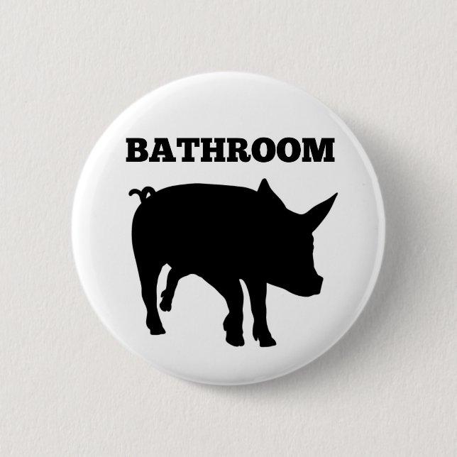 Badge Rond 5 Cm Bouton de porc de salle de bains (Devant)