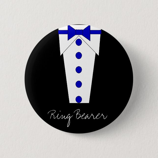 Badge Rond 5 Cm Bouton de porteur d'alliances (bleu) (Devant)