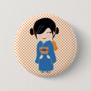 Badge Rond 5 Cm Bouton de poupée Kokeshi japonais