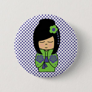 Badge Rond 5 Cm Bouton de poupée Kokeshi japonais