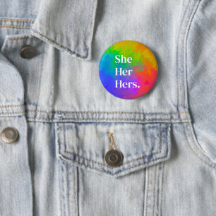 Badge Rond 5 Cm Bouton de pronom peinture arc-en-ciel 