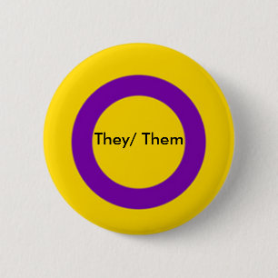 Badge Rond 5 Cm Bouton de pronoms d'Intersex ils ils