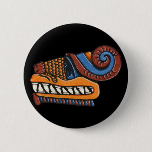Badge Rond 5 Cm Bouton de Quetzalcoatl