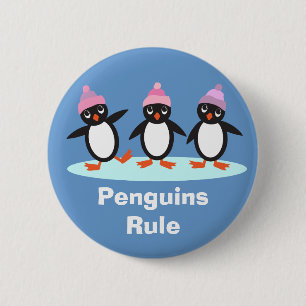 Badge Rond 5 Cm Bouton de règle de pingouins