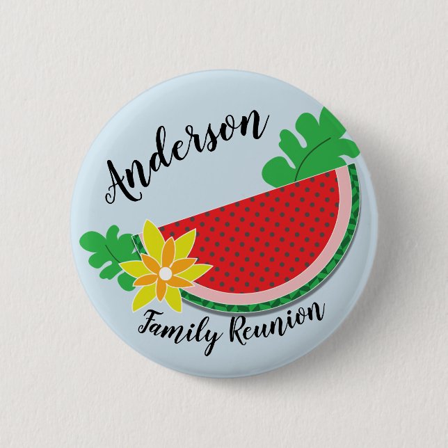 Badge Rond 5 Cm Bouton de réunion famille de pastèque (Devant)
