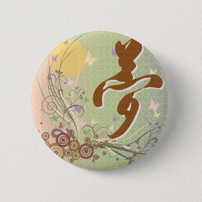 Badge Rond 5 Cm Bouton de rêve de conception de kanji (Devant)