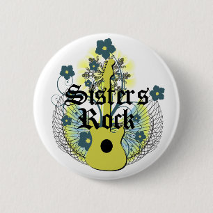 Badge Rond 5 Cm Bouton de roche de soeurs