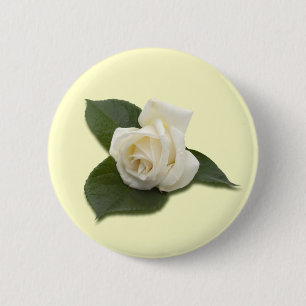 Badge Rond 5 Cm Bouton de rose blanc