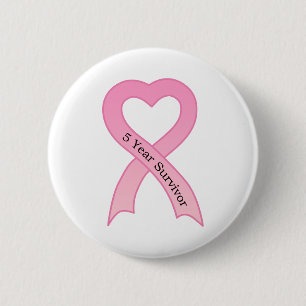 Badge Rond 5 Cm Bouton de ruban de rose de survivant de 5 ans