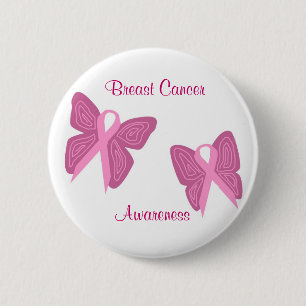Badge Rond 5 Cm Bouton de rubans de papillon de cancer du sein