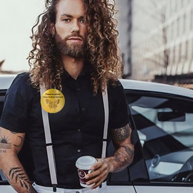 Badge Rond 5 Cm Bouton de sclérose multiple de papillon d'or (Créateur téléchargé)