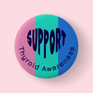 Badge Rond 5 Cm Bouton de sensibilisation à la thyroïde bleu, sarc