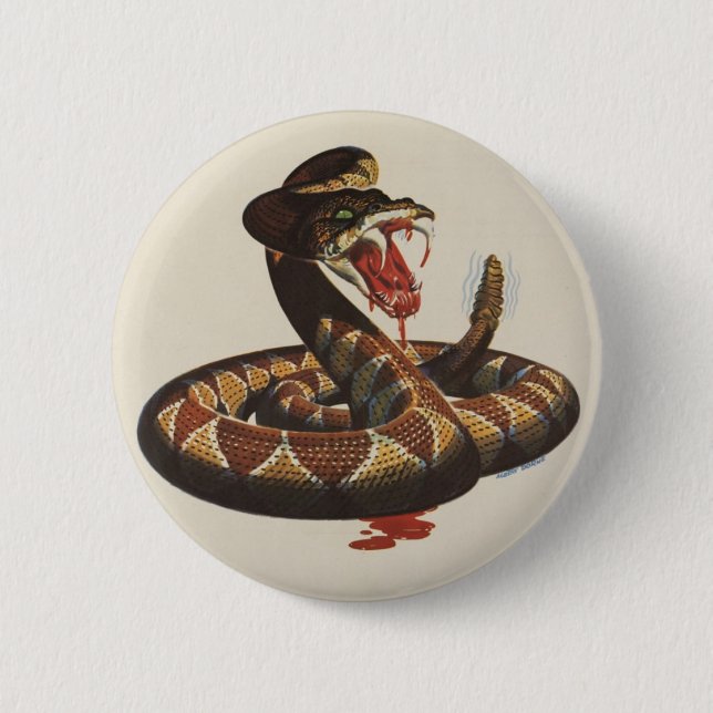 Badge Rond 5 Cm Bouton de serpent à sonnette (Devant)