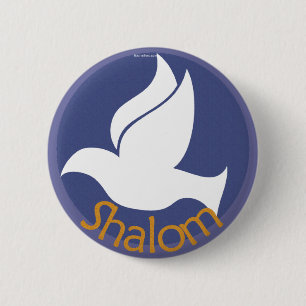 Badge Rond 5 Cm Bouton de Shalom de colombe