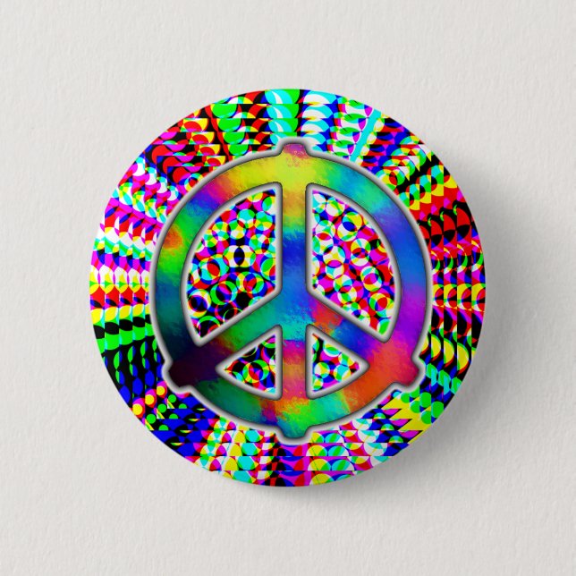 Badge Rond 5 Cm bouton de signe de paix (Devant)