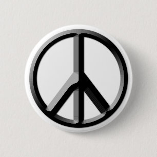 Badge Rond 5 Cm Bouton de signe de paix argent et noir