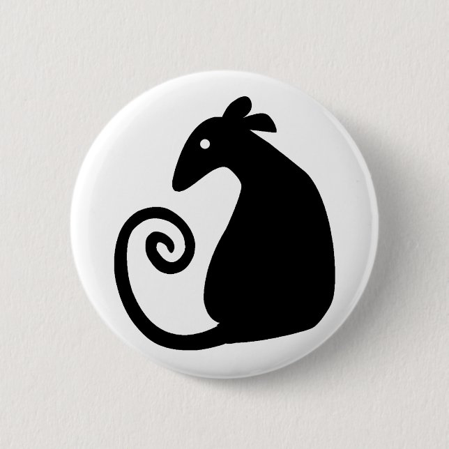 Badge Rond 5 Cm Bouton de silhouette de rat (Devant)