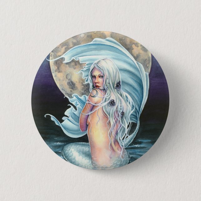 Badge Rond 5 Cm Bouton de sirène de lune (Devant)