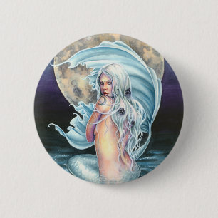 Badge Rond 5 Cm Bouton de sirène de lune
